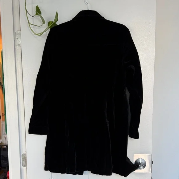 GAP Black Velvet Long Trench Coat - Picture 3 of 5